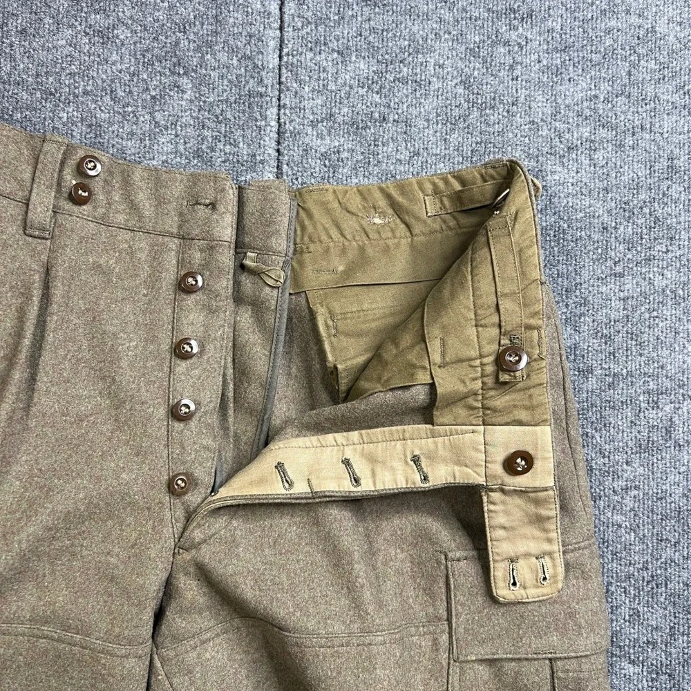Vintage German Serios Field Pants Mens 35x31 Wool Cargo Military Army Adjustable